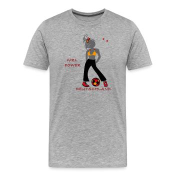 Girlpower, Fußball - Männer Premium Bio T-Shirt - Grau meliert - Vorne - Damien (186cm)