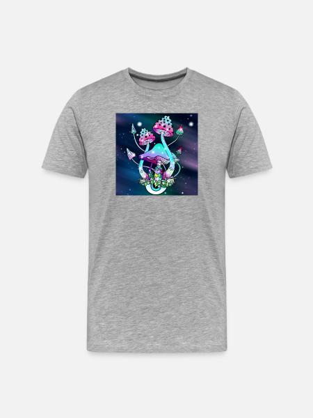 Magic Mushrooms Space art - Men's Premium Organic T-Shirt - heather grey