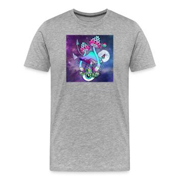 Champignons magiques Art psychédélique des champignons - T-shirt bio Premium Homme - gris chiné - Devant - Damien (186cm)