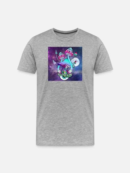 Magic Mushrooms Psychedelische Pilz Kunst - Männer Premium Bio T-Shirt - Grau meliert