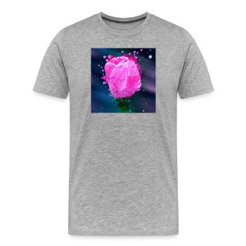 Rosa Tulpen blüten Aquarell Kunst - Männer Premium Bio T-Shirt - Grau meliert - Vorne - Damien (186cm)