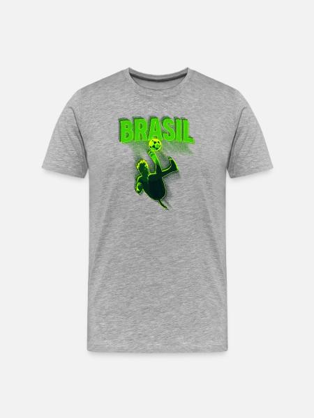 Brasil Neon Soccer Kick - Men's Premium Organic T-Shirt - heather grey
