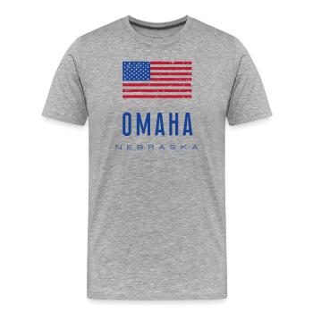Omaha /// Nebraska - T-shirt bio Premium Homme - gris chiné - Devant - Damien (186cm)