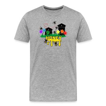 Serres à miel ou ruches avec des abeilles - T-shirt bio Premium Homme - gris chiné - Devant - Damien (186cm)