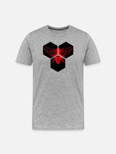 Honeybee on honeycomb - Men's Premium Organic T-Shirt - heather grey