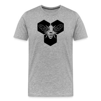 Abeille en nid d’abeille - T-shirt bio Premium Homme - gris chiné - Devant - Damien (186cm)