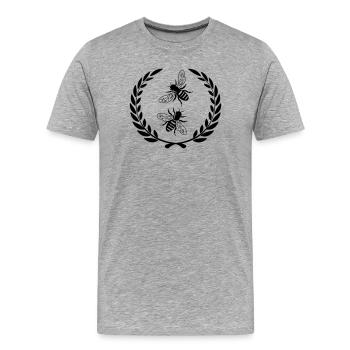 Abeilles en couronne de laurier - T-shirt bio Premium Homme - gris chiné - Devant - Damien (186cm)