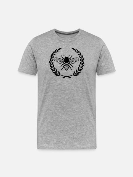 Bee in laurel wreath - Men's Premium Organic T-Shirt - heather grey