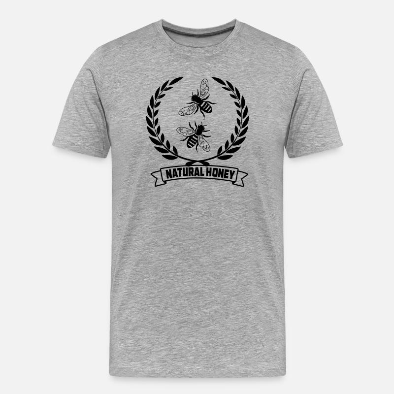 Bienen im Lorbeerkranz - Männer Premium Bio T-Shirt - Grau meliert