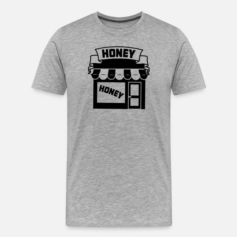 Logo Honig Shop - Männer Premium Bio T-Shirt - Grau meliert