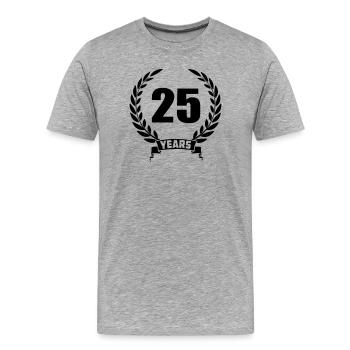 Couronne de laurier 25 ans - T-shirt bio Premium Homme - gris chiné - Devant - Damien (186cm)