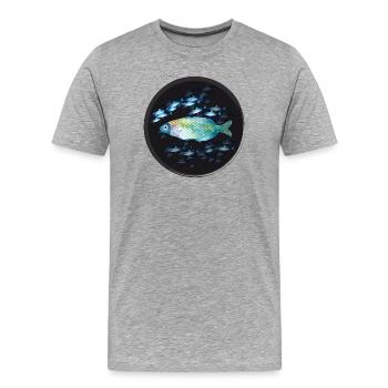 colourful fish in the middle of a school of fish - Men's Premium Organic T-Shirt - heather grey - Front - Damien (186cm)