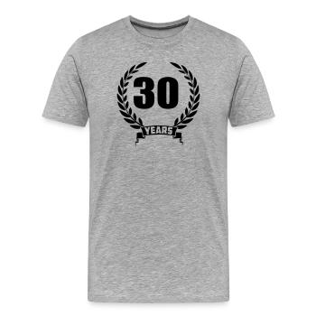 Laurel wreath 30 years with number and banner year - Men's Premium Organic T-Shirt - heather grey - Front - Damien (186cm)