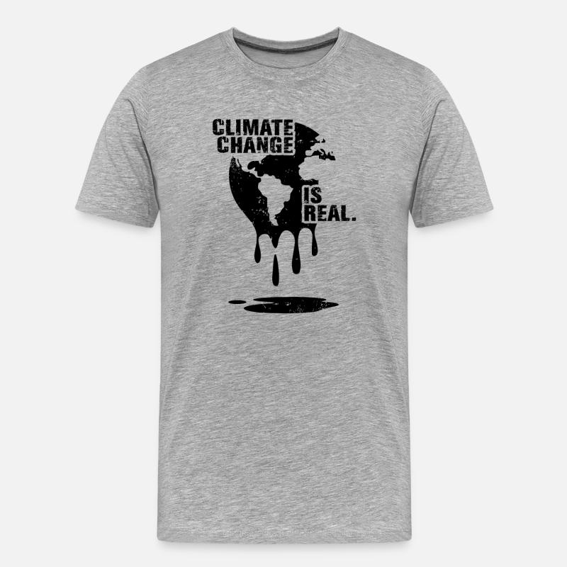 CLIMATE CHANGE IST REAL - Männer Premium Bio T-Shirt - Grau meliert