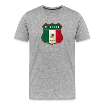 Écusson Morelia Mexico - T-shirt bio Premium Homme - gris chiné - Devant - Damien (186cm)
