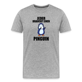 Pinguin Pinguine - Männer Premium Bio T-Shirt - Grau meliert - Vorne - Damien (186cm)