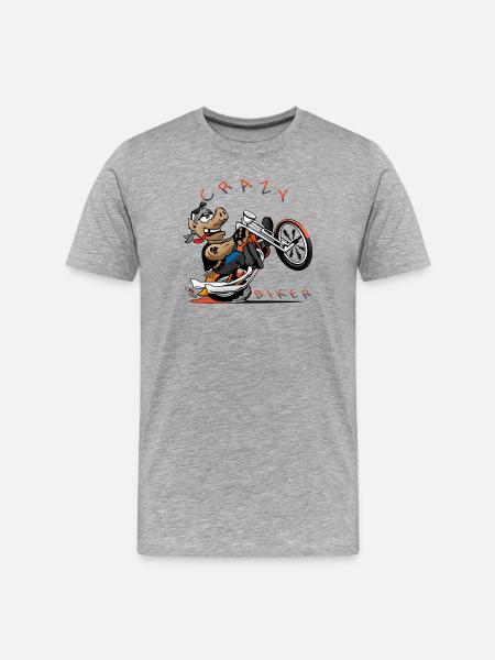 Wild Dog Biker Cartoon - Men's Premium Organic T-Shirt - heather grey