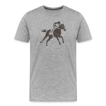 Cheval de course - T-shirt bio Premium Homme - gris chiné - Devant - Damien (186cm)