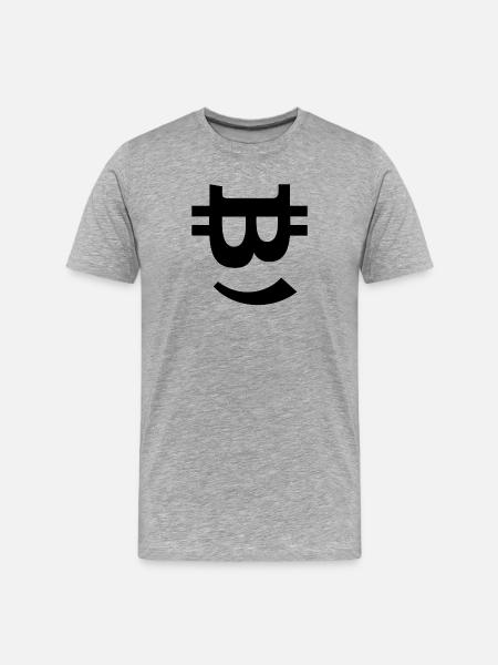Bitcoin Smile - Männer Premium Bio T-Shirt - Grau meliert