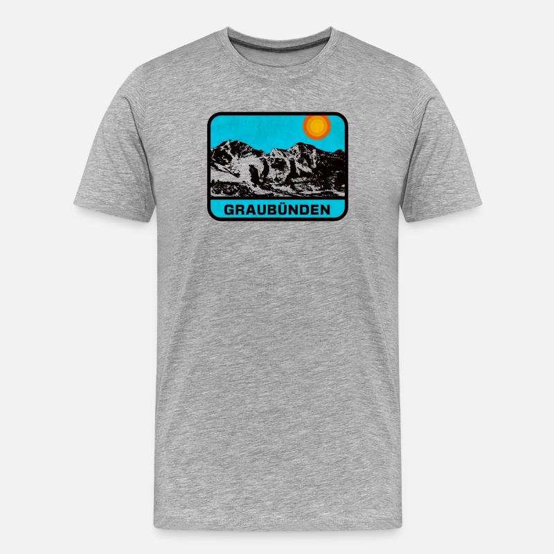 Graubünden Panorama Sonnenrand - Männer Premium Bio T-Shirt - Grau meliert