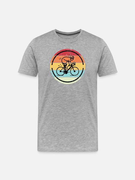 Retro-Radfahrer in Sunset Circles - Männer Premium Bio T-Shirt - Grau meliert