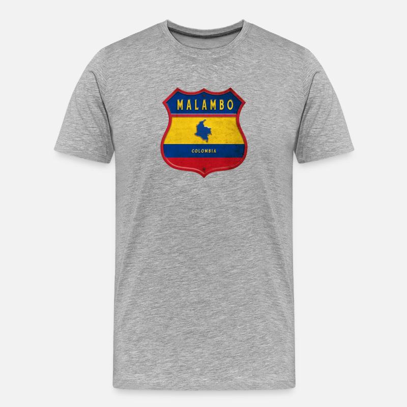 Malambo Kolumbien Wappen Design - Männer Premium Bio T-Shirt - Grau meliert