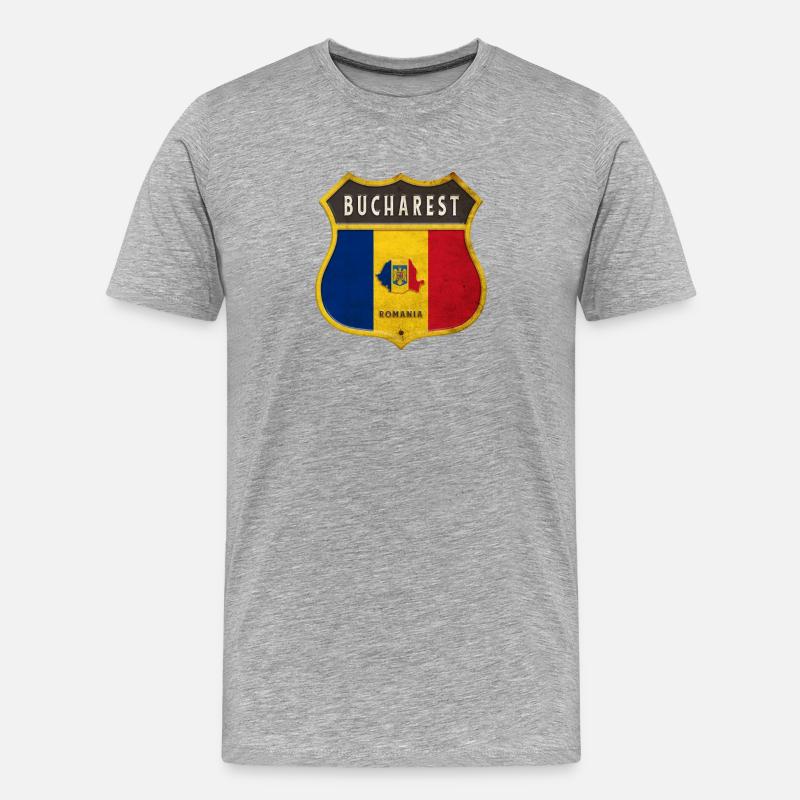 Bukarest Rumänien Wappen Design - Männer Premium Bio T-Shirt - Grau meliert
