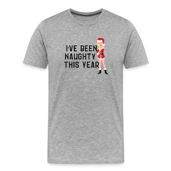Naughty Christmas 'sweater' - Men's Premium Organic T-Shirt - heather grey - Front - Damien (186cm)