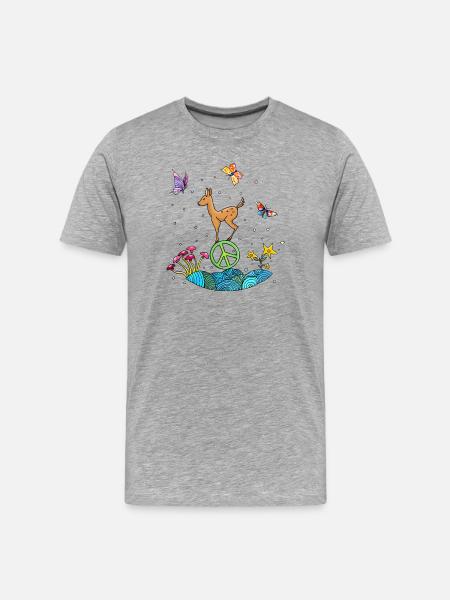 Fawn Peace Cute Illustration - Men's Premium Organic T-Shirt - heather grey