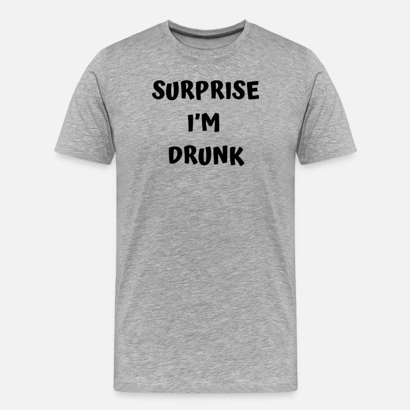 Texte drôle d’ivrogne - T-shirt bio Premium Homme - gris chiné