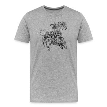 Schildkröte mit Insel auf dem Rücken - Männer Premium Bio T-Shirt - Grau meliert - Vorne - Damien (186cm)