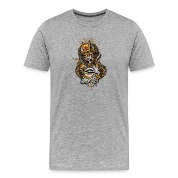 Masque Anubis avec l’œil qui voit tout - T-shirt bio Premium Homme - gris chiné - Devant - Damien (186cm)