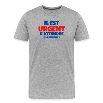 retraite, retraité, retraitée - T-shirt bio Premium Homme - gris chiné - Devant - Damien (186cm)