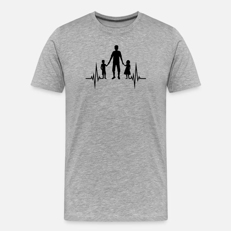 Mädchen Junge Papa Puls - Männer Premium Bio T-Shirt - Grau meliert