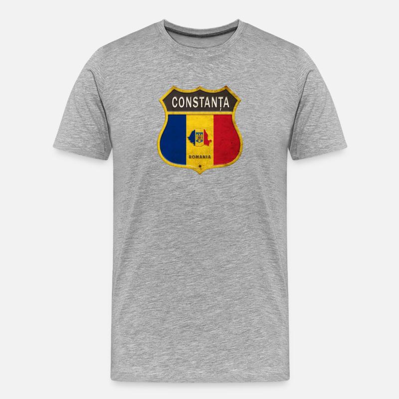 Constanța Rumänien Wappen Design - Männer Premium Bio T-Shirt - Grau meliert