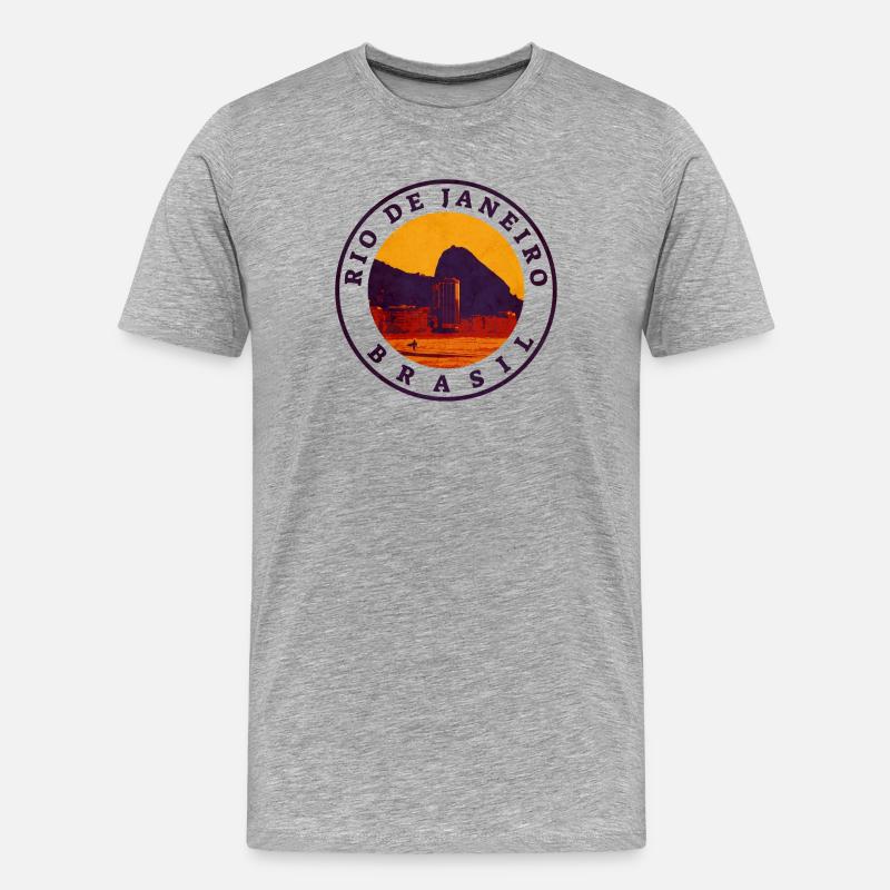 Rio de Janeiro Retro Stempel - Männer Premium Bio T-Shirt - Grau meliert
