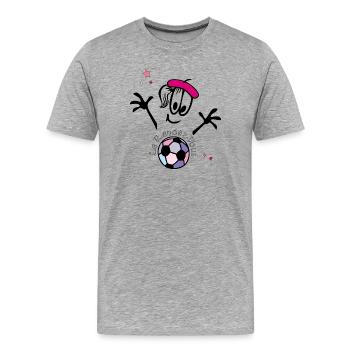 Fußball, Frauenfußball, Comic - Männer Premium Bio T-Shirt - Grau meliert - Vorne - Damien (186cm)
