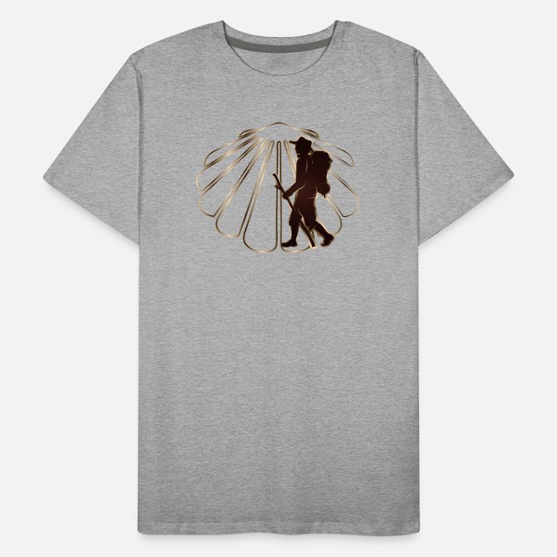 A pilgrim on a pilgrimage path with scallops Men's Premium Organic T-Shirt