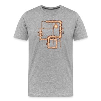 Steampunk style in steam engine look - Men's Premium Organic T-Shirt - heather grey - Front - Damien (186cm)