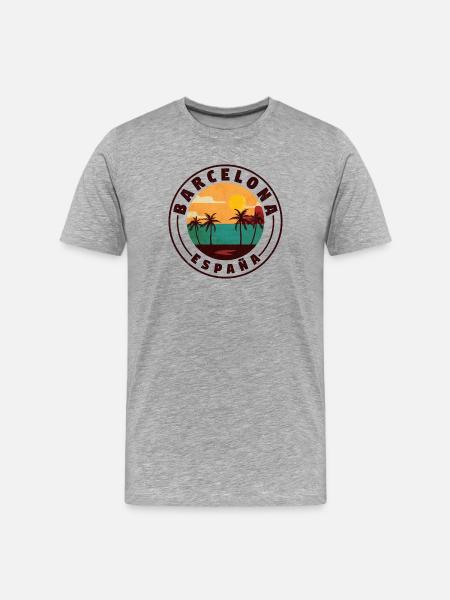 Barcelona Spain Beach Badge - Men's Premium Organic T-Shirt - heather grey