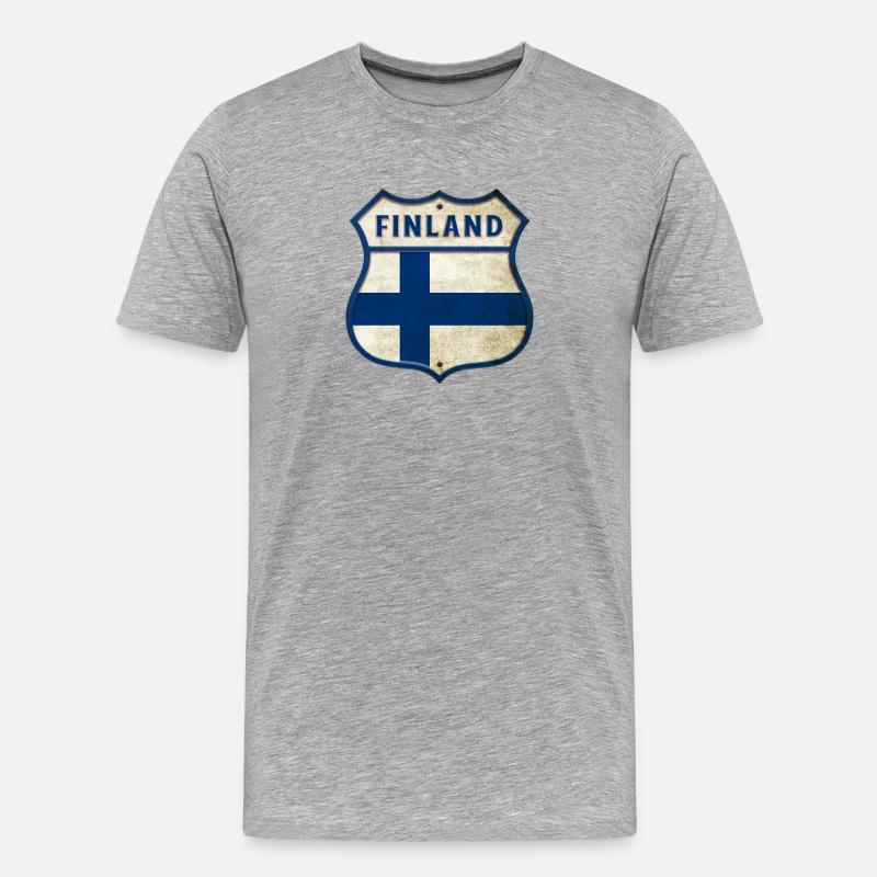 Finnland Flaggen Wappen - Männer Premium Bio T-Shirt - Grau meliert