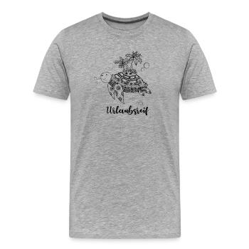 Urlaubsreif - Schildkröte mit Insel auf dem Panzer - Männer Premium Bio T-Shirt - Grau meliert - Vorne - Damien (186cm)