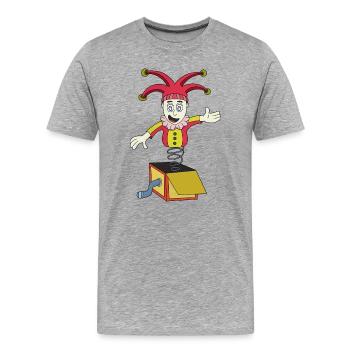 Boîte surprise avec un clown - T-shirt bio Premium Homme - gris chiné - Devant - Damien (186cm)