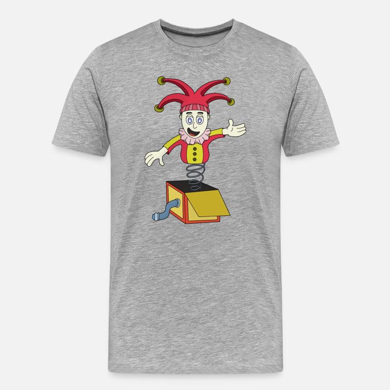 Überraschungsbox mit einem Clown - Männer Premium Bio T-Shirt - Grau meliert