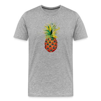 extraordinary pineapple from peacock eye feathers - Men's Premium Organic T-Shirt - heather grey - Front - Damien (186cm)