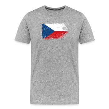 Tschechische Flagge Brush Splash - Männer Premium Bio T-Shirt - Grau meliert - Vorne - Damien (186cm)