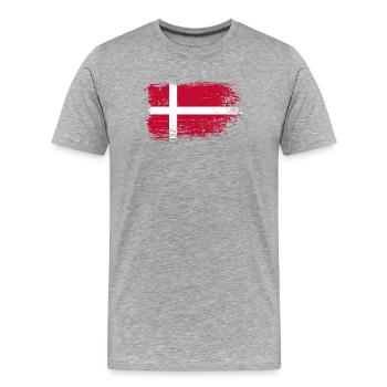 Grunge Dänische Flagge Druck - Männer Premium Bio T-Shirt - Grau meliert - Vorne - Damien (186cm)