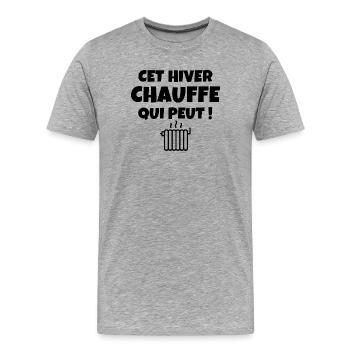 chauffage, hiver, gaz, électricité - T-shirt bio Premium Homme - gris chiné - Devant - Damien (186cm)