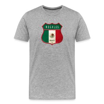 Nogales Mexiko Wappen Design - Männer Premium Bio T-Shirt - Grau meliert - Vorne - Damien (186cm)