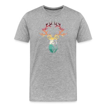 Hirschgeweih mit Farbverlauf - Männer Premium Bio T-Shirt - Grau meliert - Vorne - Damien (186cm)